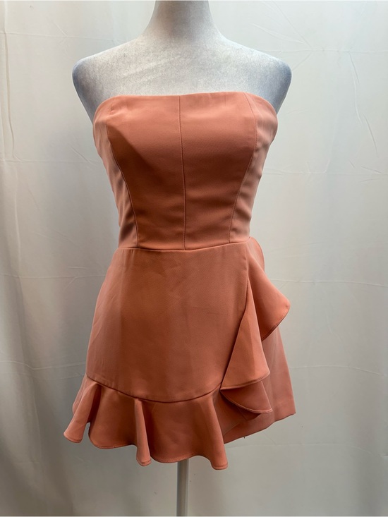 Amanda Uprichard Pants - Amanda Uprichard Strapless Peach Romper with Ruffle Detail XS